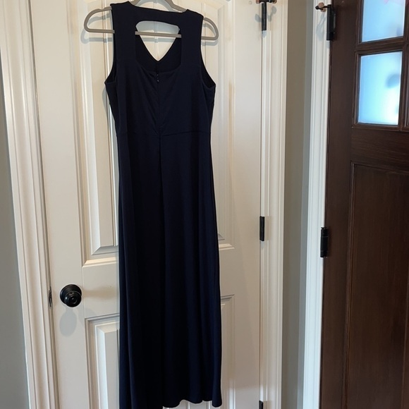 Talbots navy blue maxi dress casual staple minimalist cute back cutout Medium - Picture 4 of 11